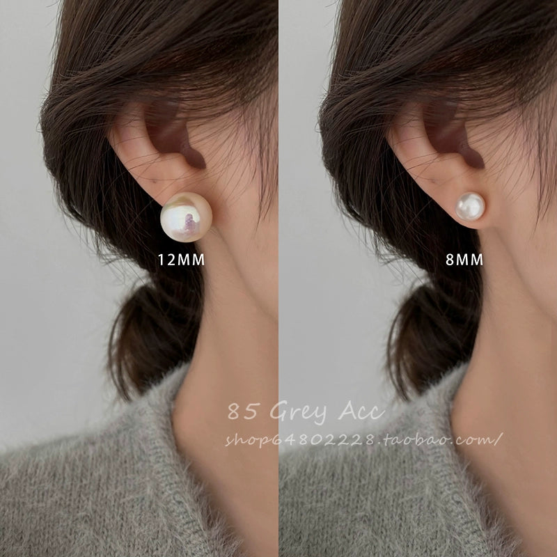 Pearl Sterling Silver Ear Studs Women's 2023 New Fashion Socialite Internet Celebrity Graceful Ear Ornaments Fancy Ear-Caring Earrings