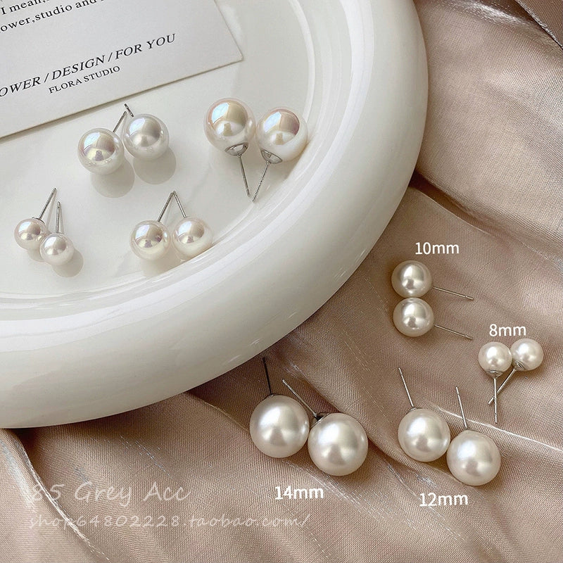 Pearl Sterling Silver Ear Studs Women's 2023 New Fashion Socialite Internet Celebrity Graceful Ear Ornaments Fancy Ear-Caring Earrings