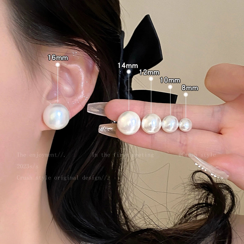 Sterling Silver Needle Steamed Bread Pearl Big Ear Stud Women's Autumn and Winter 2023 New Hot-Selling Earrings Fancy Niche Ear Jewelry