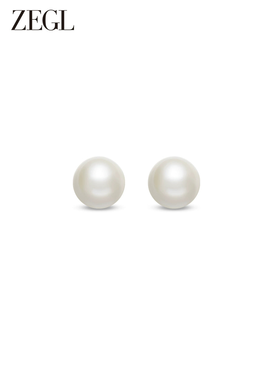 Zegl French Artificial Large Pearl Earrings Female Accessible Luxury Fancy Fall and Winter Elegant Stud Earrings 12mm Silver Needle Ear Jewelry