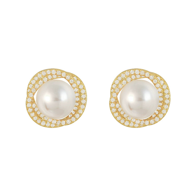 Golicc Spiral Women's Fancy Pearl Stud Earrings