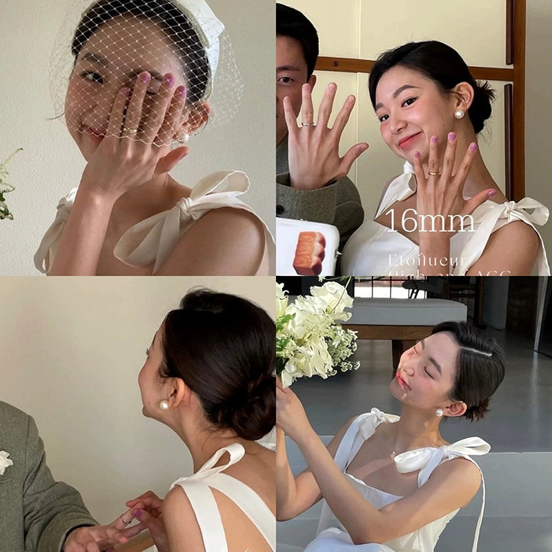 Sterling Silver Needle Steamed Bread Pearl Big Ear Stud Women's Autumn and Winter 2023 New Hot-Selling Earrings Fancy Niche Ear Jewelry